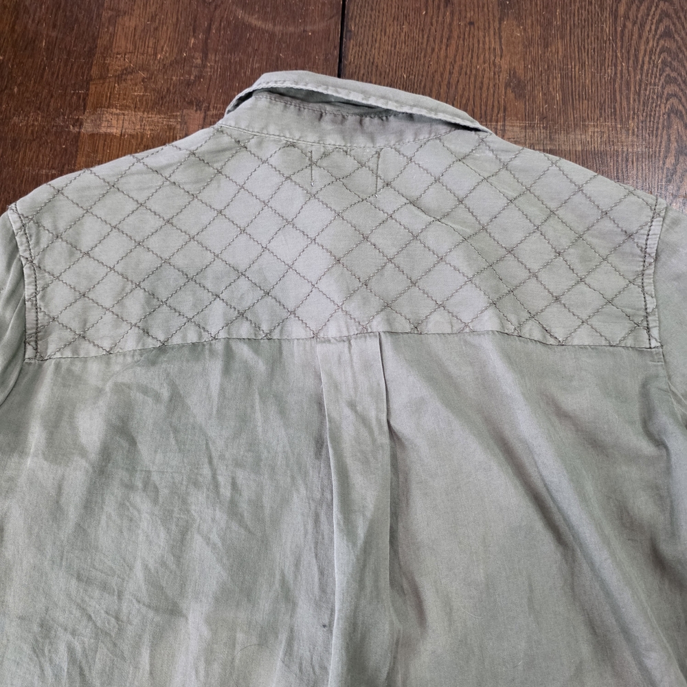 Mauve by Anthropology long-sleeve button-up utility shirt olive green sz 2 - Picture 7 of 10